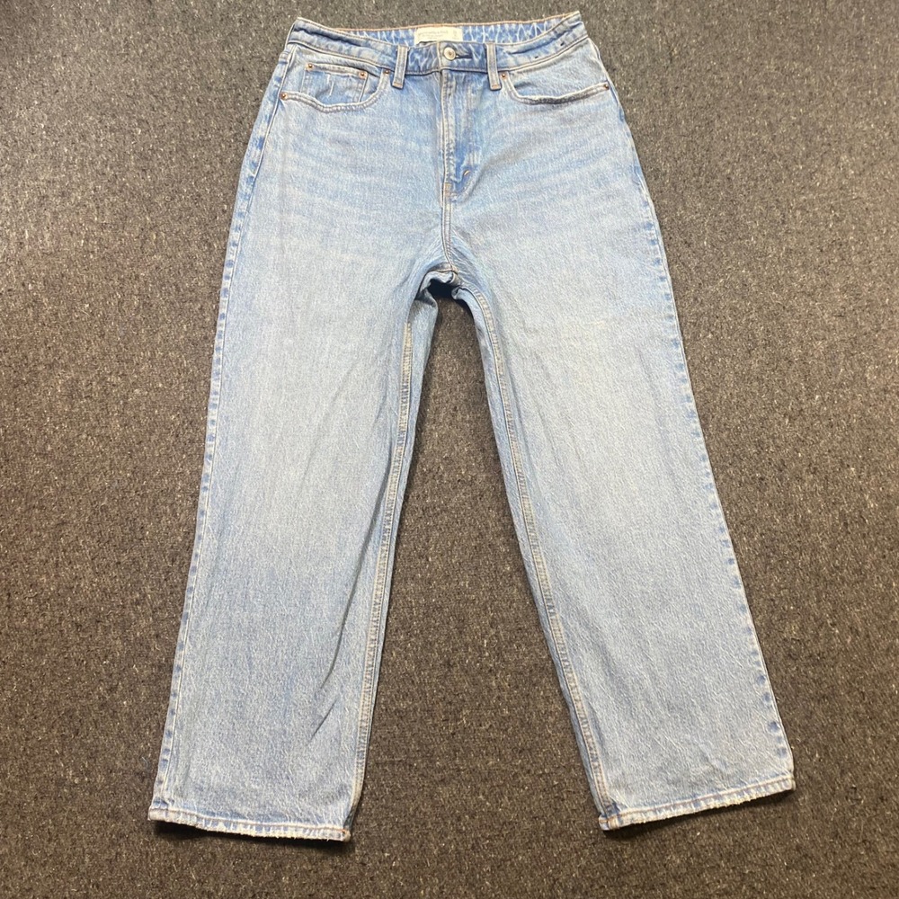 Abercrombie & Fitch Vintage Straight High Rise Jeans Sz 8 Light Blue Curve Love